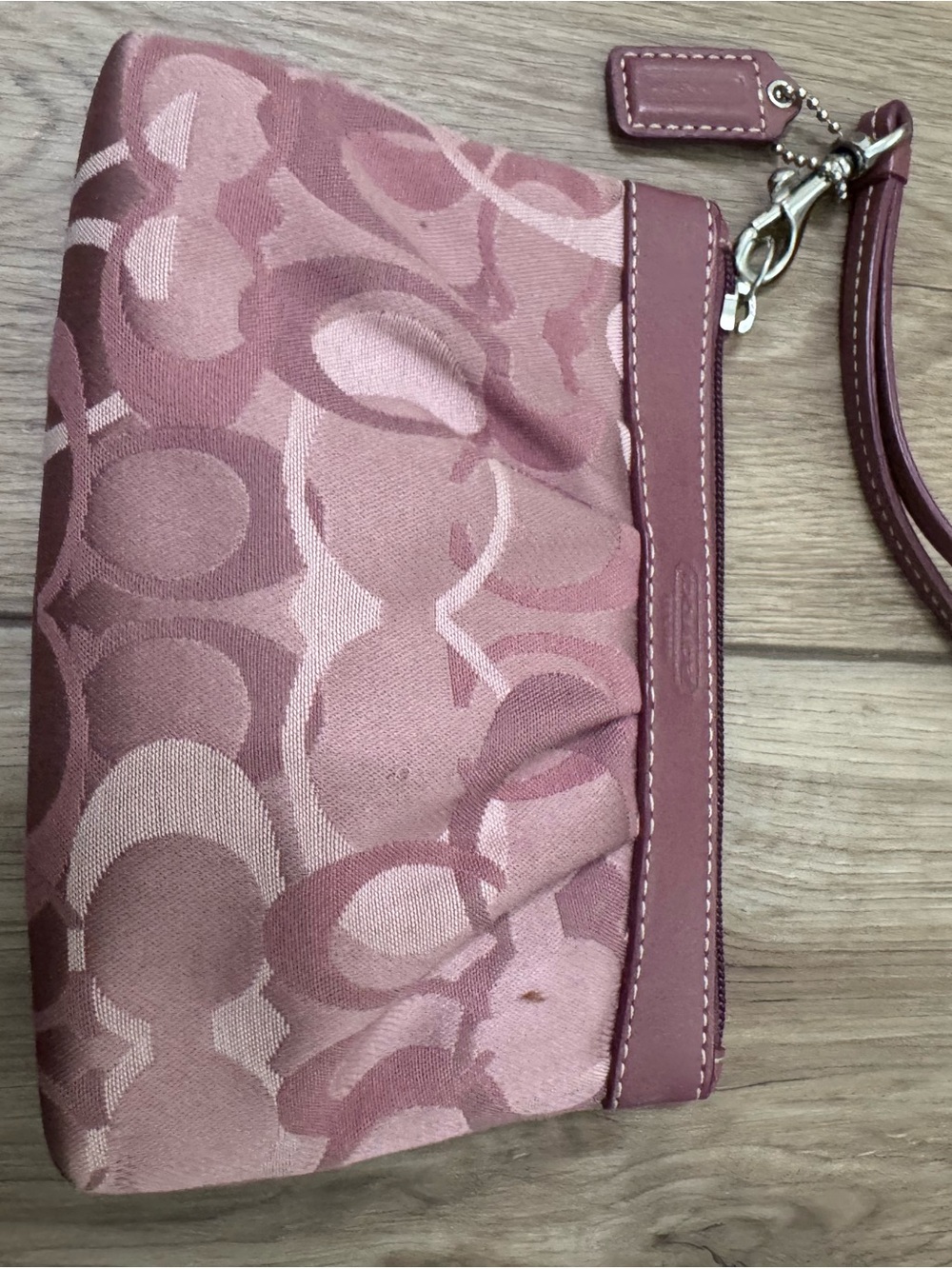 Coach Signature Mauve Pink Wristlet Clutch